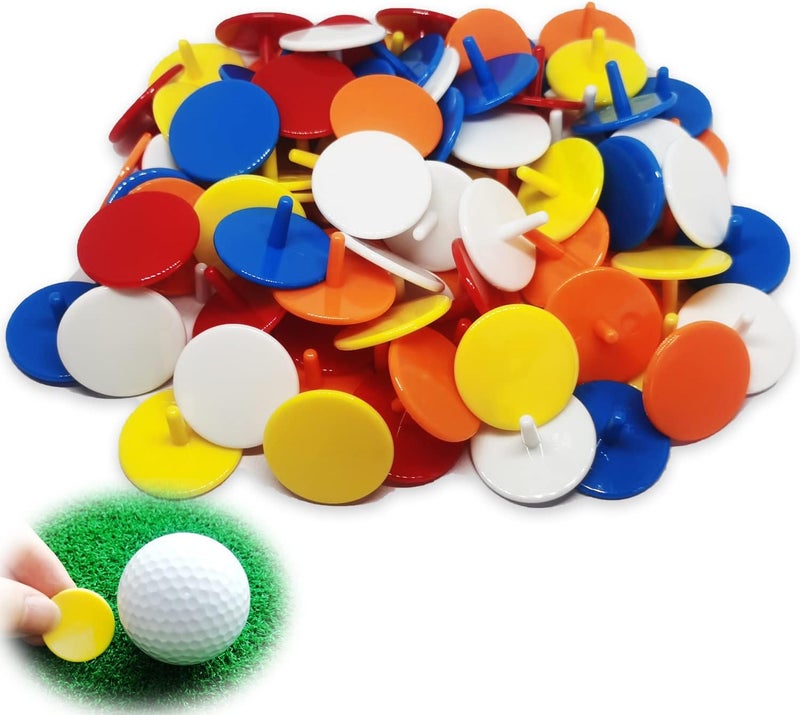 Adhere Golf Ball Markers 50 100 pcs Plastic Position Ball Marker Quarter Size 0.94 inch Flat Golf Ball Marker Mix Colour - Image 1